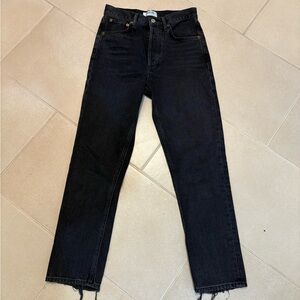 AGOLDE 90's Pinch Waist High Rise Straight Jeans in Black - Size 23 Bikercore